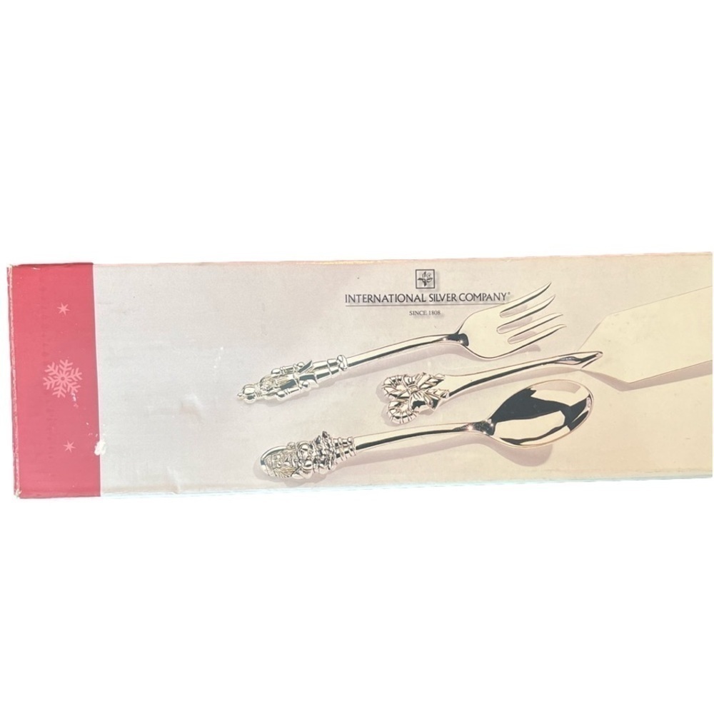 International Silver Company Holiday 3 Pc Serving Set Christmas Silverplate